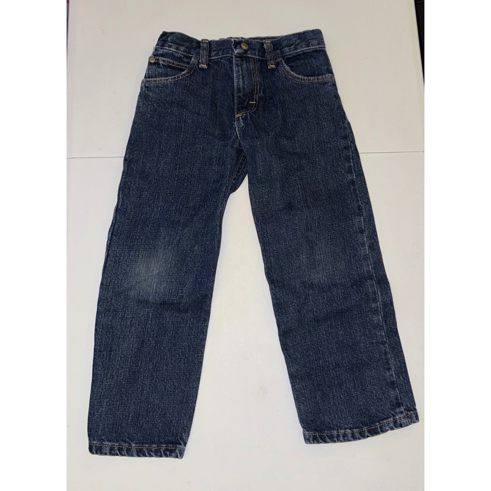 Wrangler Straight‎ Leg Jeans Boys Size 6 Regular Dark Wash Blue Adjustable